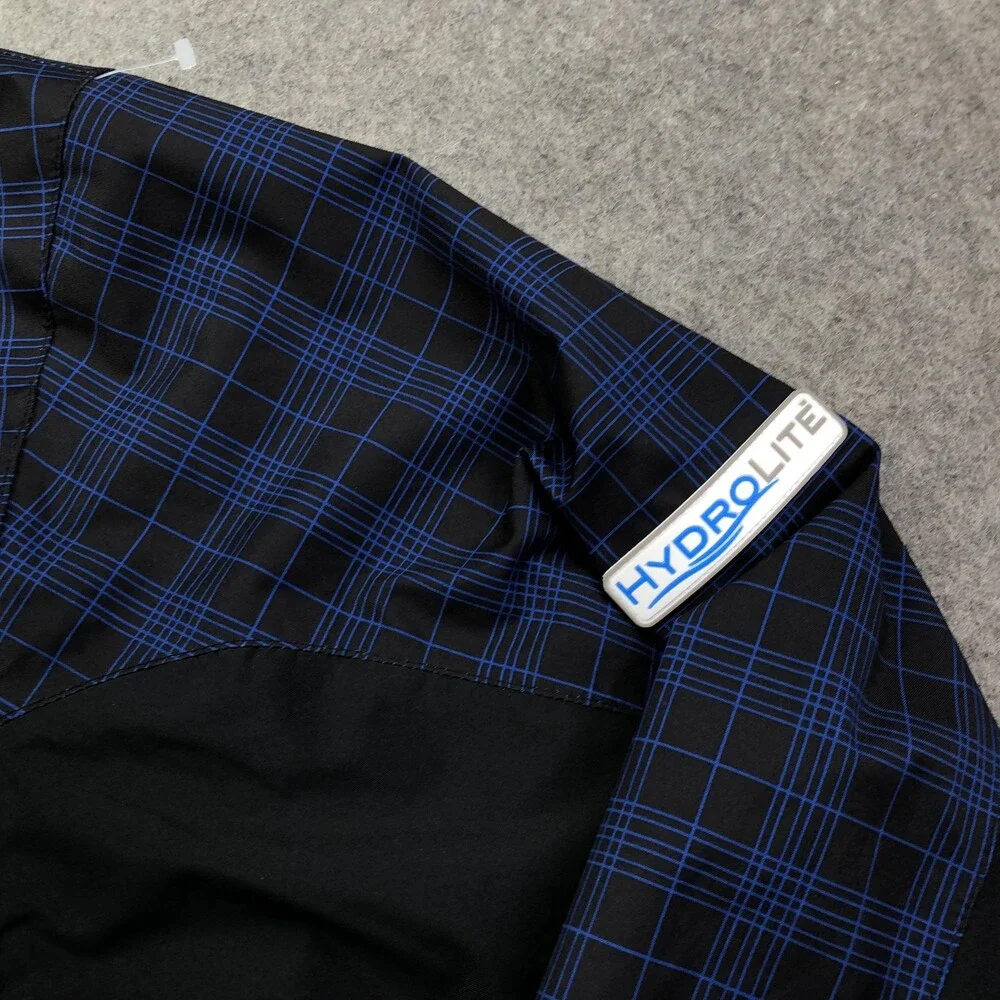 FootJoy Jacket Mens XL Blue Plaid Full Zip DryJoys HydroLite Golf Windbreaker